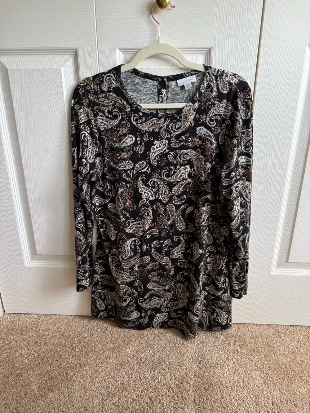 J. Jill Black Paisley Long Sleeve Crew Top
